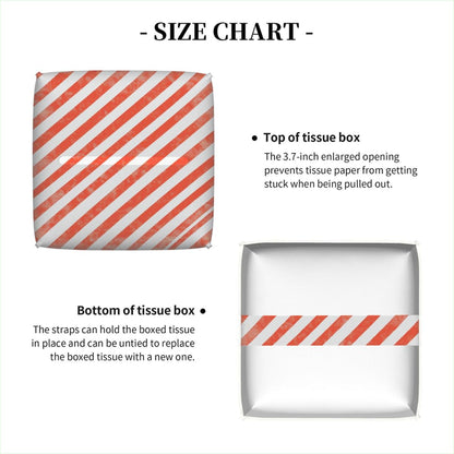 Tissue Box Cover,Retro Pink Striped Pattern Waterproof PVC Leather Tissues Holder,Square, 5.2" L x 5.2" W x 5.2" H, Decorative for Home Office