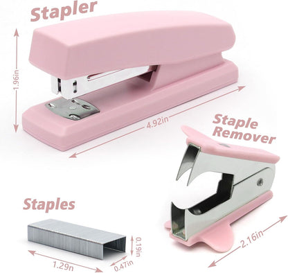 Pink Office Stapler, 25 Sheet Capacity with 2000 Staples and Staple Remover, Desktop Stapler,Pink Office Supplies for Students and Office Clerks