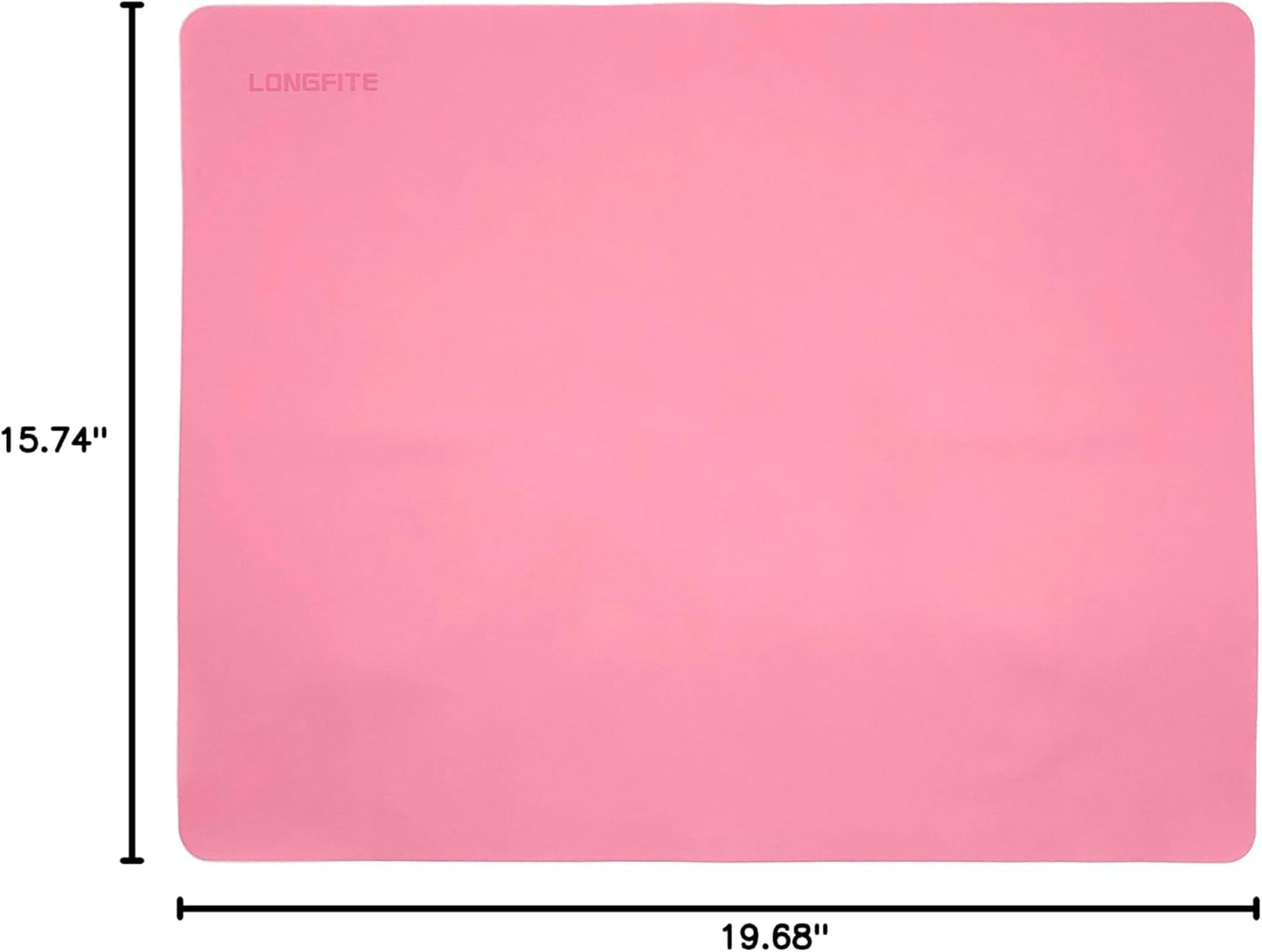 LONGFITE Silicone Baking Mat for Dough Rolling Pastry Fondant Mat Large Nonstick and Nonskid Heat Resistent, Countertop Protector, Dining Table Mat and Placemat (Large, Pink)