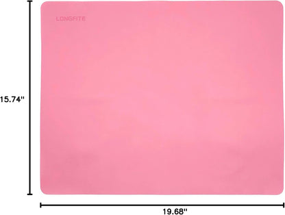 LONGFITE Silicone Baking Mat for Dough Rolling Pastry Fondant Mat Large Nonstick and Nonskid Heat Resistent, Countertop Protector, Dining Table Mat and Placemat (Large, Pink)