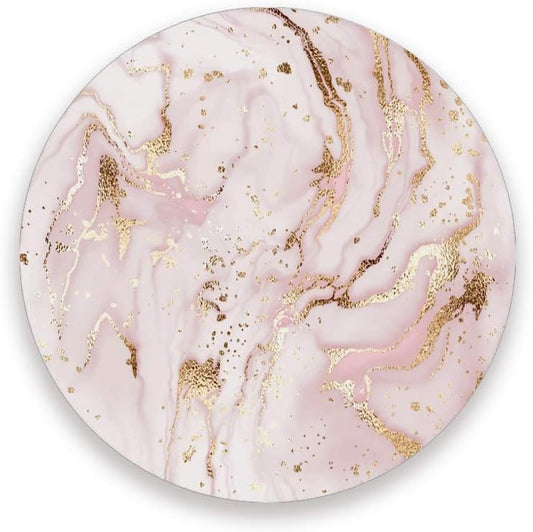 Coasters for Drinks Absorbent Round Liquid Marble Painting Gold Pink Ceramic Stone Anti Scratch Cork Housewarming Gifts Wedding Living Room Office Decoration Bar 3.9Inch Set of 2