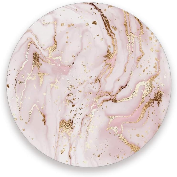 Coasters for Drinks Absorbent Round Liquid Marble Painting Gold Pink Ceramic Stone Anti Scratch Cork Housewarming Gifts Wedding Living Room Office Decoration Bar 3.9Inch Set of 4