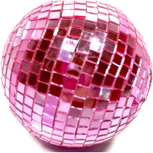 Pink Mosaic Mirror Ball | 3.5” Acrylic Disco Ball Ornament | Decorative Bowl Filler or Centerpiece Accent | Larger Than Baseball