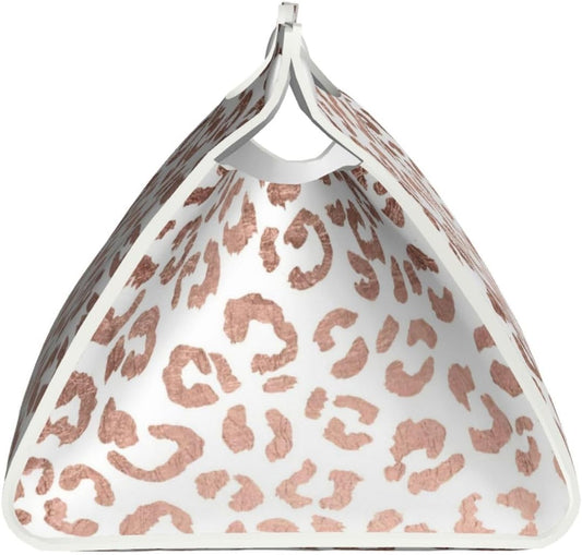 Stylish Hand Drawn Rose Gold Leopard Print Tissue Box Cover Rectangle PU Leather Facial Case Paper Holder Organizer for Decor Bathroom Vanity Countertop Bedroom Dresser Night Stand Desk Car Office