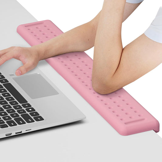 Leolee L-Shaped Desk Long Wrist Rest Elbow 60CM, Light Pink Memory Foam Arm Rest for Desk with Non-Slip Base, Ergonomic Desk Edge Cushion, Wrist Support for Computer Keyboard, Typing, Office, Home