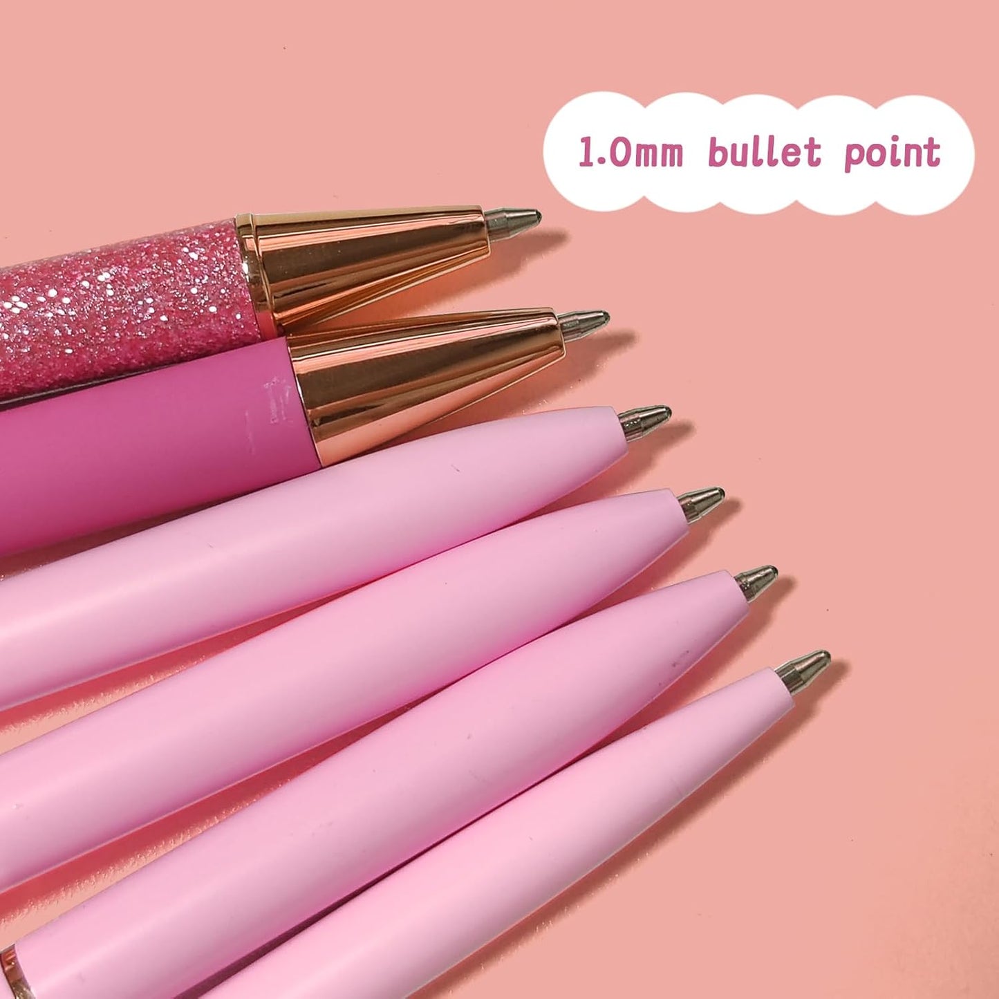 YOXMJDB Pink Pens for Women, 6 Pcs Cute Pens Ballpoint Pen Bulk, 1.0mm Medium Point Black Ink, Office and School Supplies Fancy Nice Pen Gifts for Girls Nurse Teacher (Pink)