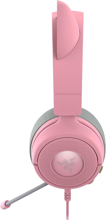 Razer Kraken Kitty V3 X Wired Gaming Headset: Kitty Ears - HyperClear Cardioid Mic - 40 mm Drivers - 7.1 Surround Sound - Comfy Ear Cushions - Cross-Platform via 3.5mm PC, PS5, Xbox, Switch 2 - Pink