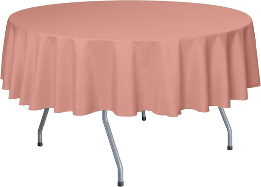 Ultimate Textile 60in Round Tablecloth - Polyester Linen with Stain & Wrinkle Resist, Machine Washable, Seamless Design for Wedding Party Events - Coral, 60" (Round)