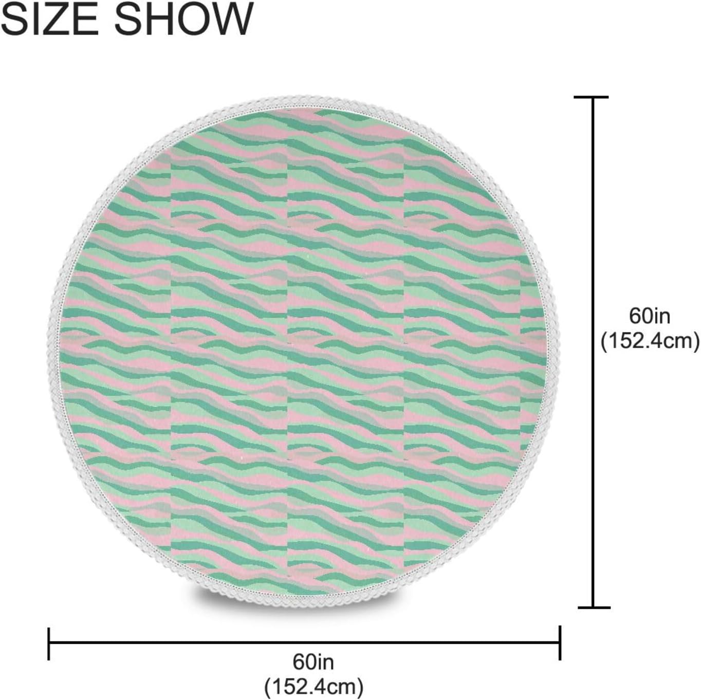 Wave Pattern Green Peach Round Tablecloth Fabric 60 Inch Long Washable Polyester Lace, Circle Tablecloth Table mat Protective for Picnic Restaurant Picnic