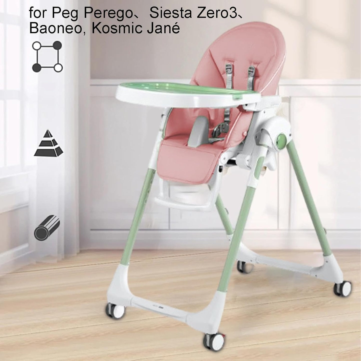 Baoneo High Chair Cushion, Baby Dining Chair Seat Cover, Seat Cushion Breathable Pad, Foldable Baby Highchair Cover, Protects from Spills and Crumbs for Kosmic Jane, Siesta Zero3 (Pink)