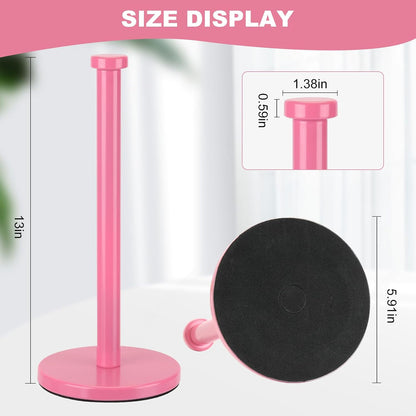 Stainless Steel Paper Towel Holder, Pink, Countertop for Kitchen & Bathroom, Standing with Weighted Base for Standard or Rolls, Brushed Brass