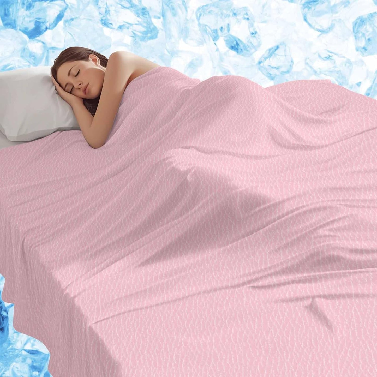 Solid Pink Cooling Blanket, Lightweight Breathable Summer Throw Blanket with Double Sided Cold Effect,Romantic Minimalism Abstract Denim Texture Picnic Beach Blankets Bed Sheet for Sleepers 30"x40"