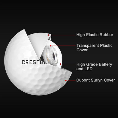 Crestgolf Glow in The Dark Golf Balls with Glow Tees, Super Bright Light Activated Balls Nighttime Golfing