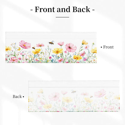 Spring Floral Window Valance for Kitchen 54"x18" Pink Yellow Wildflowers Flowers Bees Short Curtains Farmhouse Decorative Rod Pocket Window Valance for Living Room, Bedroom, Bathroom