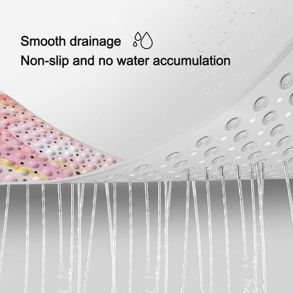 LNOND Marble Bath Tub Mat Non Slip, Extra Long 40 X 16 Inch Anti Slip Mat for Bathtub, Pink Gold Marble Shower Mat with Drain Holes and Suction Cups, Machine Washable