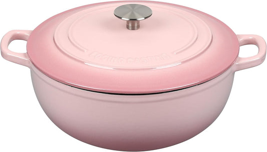 EDGING CASTING Enameled Cast Iron Dutch Oven Pot with Lid for Sourdough Bread Baking, Bread Dutch Ovens, Cooking Pots, 5 Quart, Pink