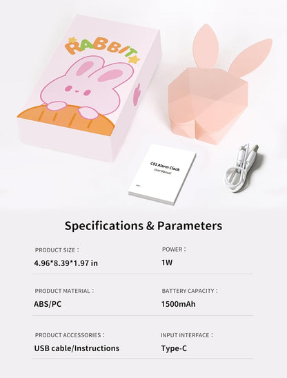 MASHI Bunny Kids Alarm Clock for Girls, Pink Alarm Clock with Night Light & Snooze, Sound Activated Digital Clock, 5 Ringtones & Adjustable Volume,Gift Ideas for Kids Girls Teens Room Decor (Pink)