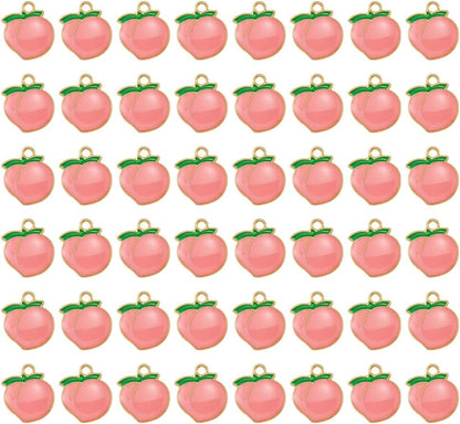 50 Pcs Mini Cute Enamel Peach Fruit Charm Pendant, Alloy Peach Fruit Charm for DIY Jewelry Making, Charms, Bracelet, Earring, Necklace, Bracelet Supplies, Adult