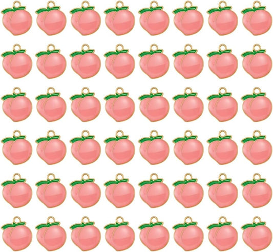 50 Pcs Mini Cute Enamel Peach Fruit Charm Pendant, Alloy Peach Fruit Charm for DIY Jewelry Making, Charms, Bracelet, Earring, Necklace, Bracelet Supplies, Adult