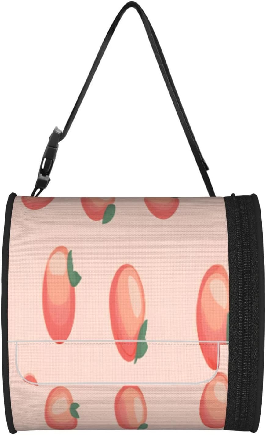 Oxford Cylinder Tissue Holder, Round Tissue Container Pink Peach Pattern - 6.3''X6.3'' Portable Toilet Paper Roll Cover Tissue Box for Home Car Camping Office Travel