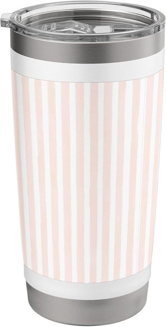 Peach Stripe Watercolor Pattern Girly Design Vintage Cute Stainless Steel Insulated Tumbler
