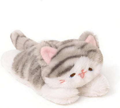 PEACH CAT Striped Cat Stuffed Animal Cute Kitten Plushies Small Plush Toys Gifts for Kids Grey
