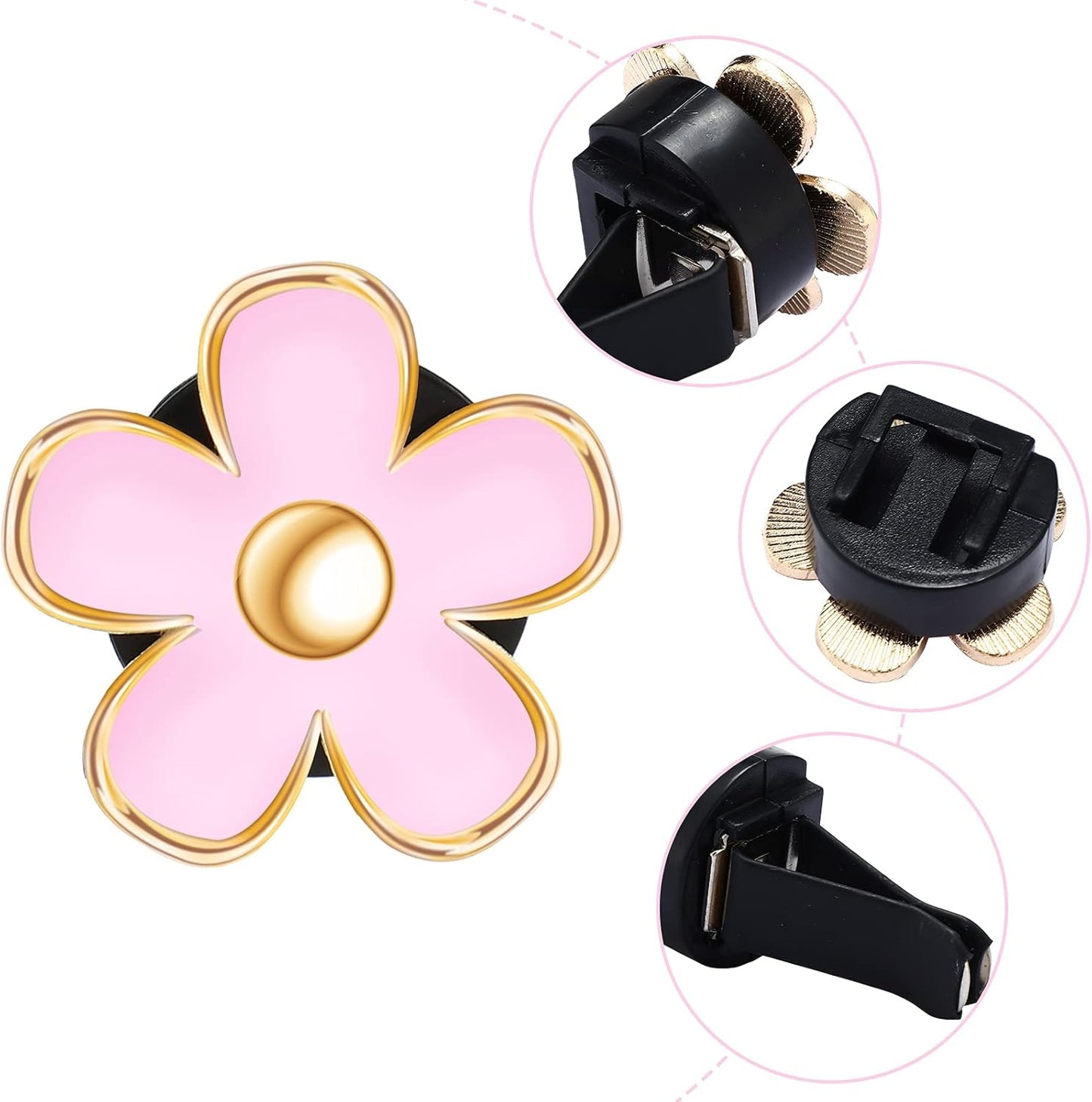 Frienda 6 Pcs Daisy Flower Air Vent Clip Accessories Air Conditioning Outlet Clip Car Air Freshener Dashboard Accessories Charm Car Inter Decor(3 cm, 3.3 cm,Pink)