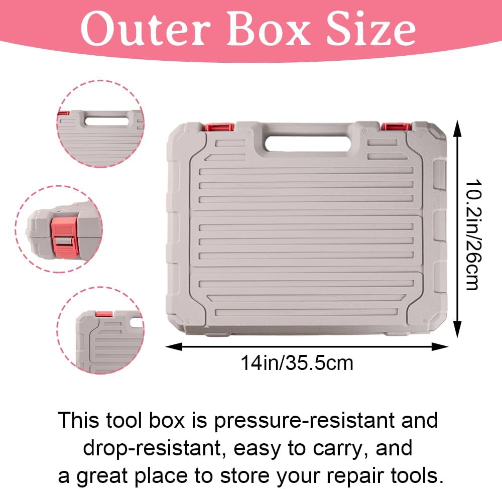 103Piece Pink Tool Set,Household DIY Tool Box for Women With Storage Case,Home, Office and College Dorm Toolkit of Starter Basic Ladies Tools