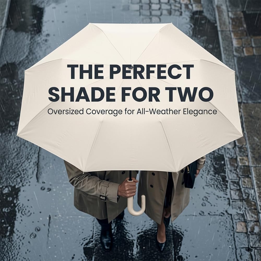 RAINPOT Umbrella for Rain & Sun, Automatic Folding UV Umbrellas with Ring Handle, Compact Reverse Umbrella, UV-Blocking Canopy, Wind and Water Resistant Design for Daily Commute & Travel