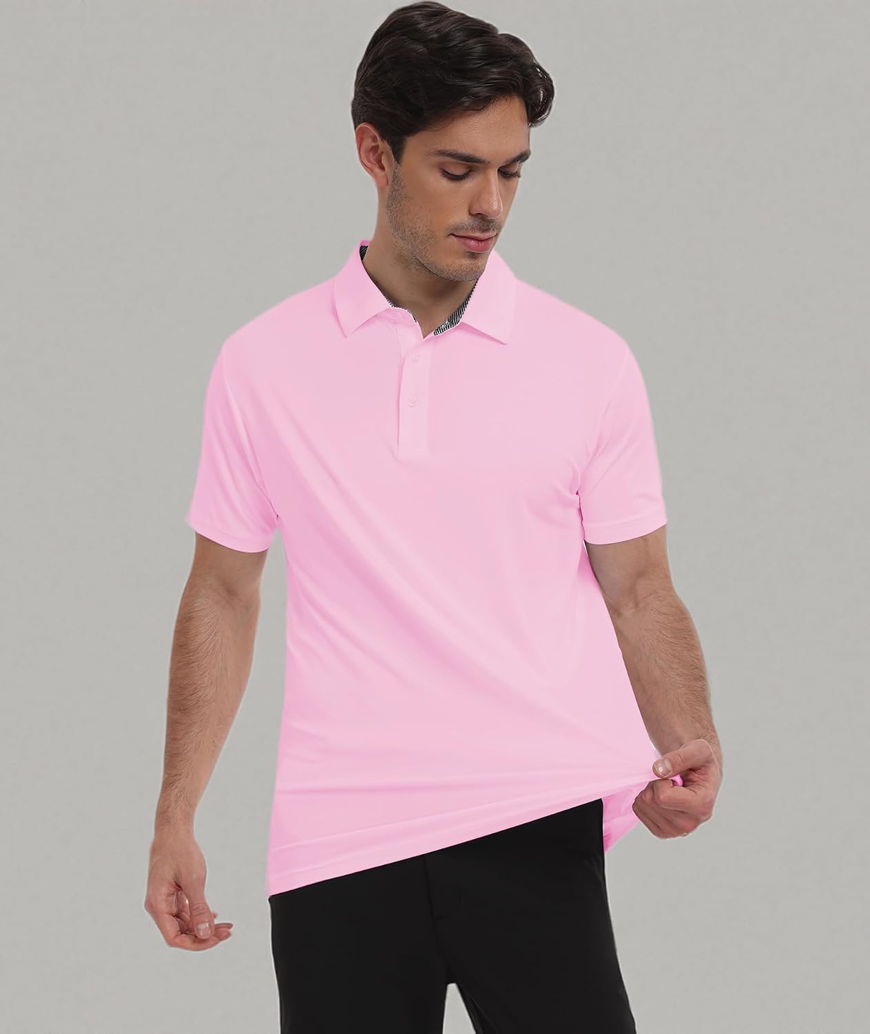 Men's Polo Shirts Short Sleeve Moisture Wicking Performance Golf Shirts Collared Lightweight Casual T-Shirt Athletic