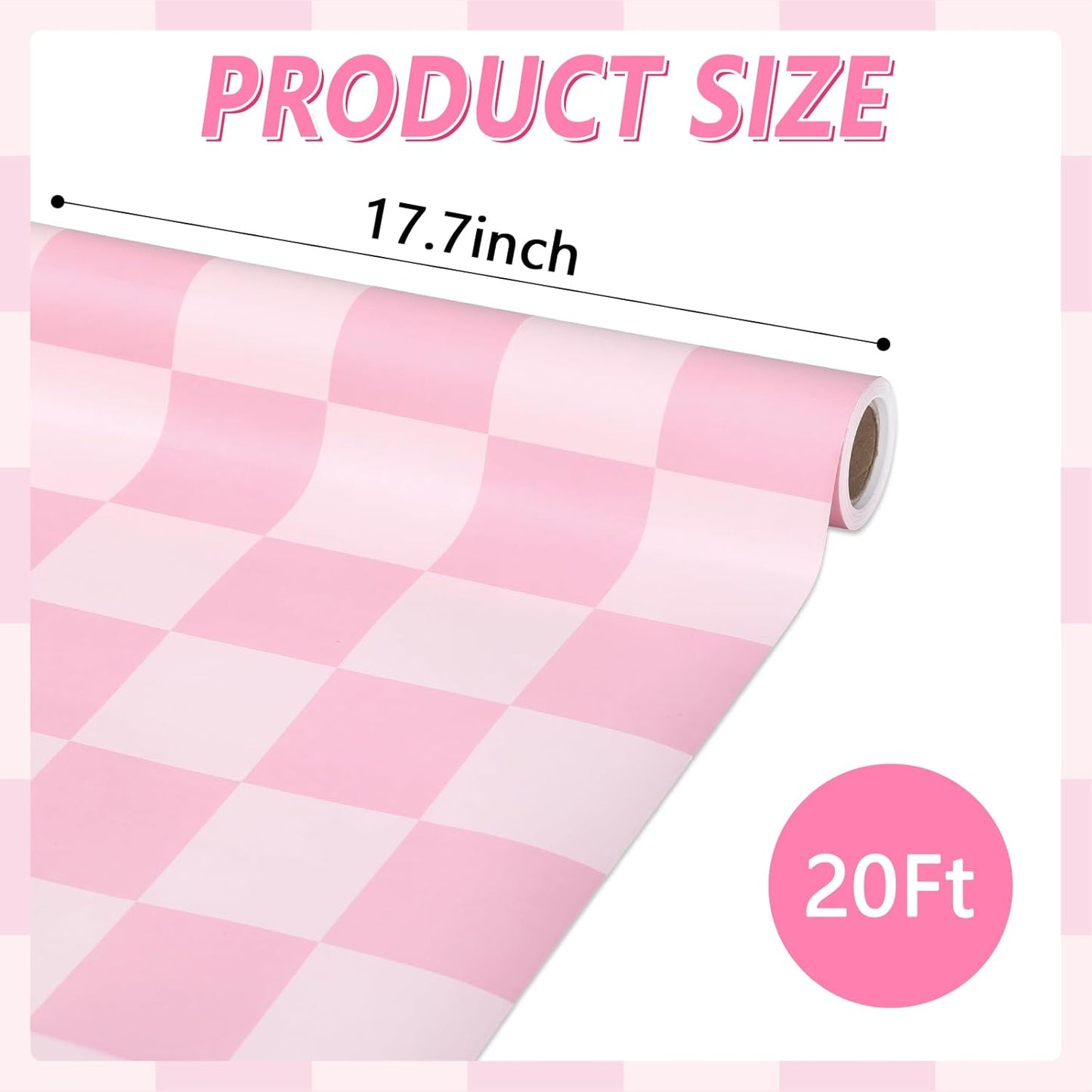Pink Checkered Bulletin Board Paper Roll Retro Pastel Pink Bulletin Board Background Paper Back to School Classroom Decor Poster for Art Craft DIY Project Home Office Girls Party Supplies 17.7inx20ft