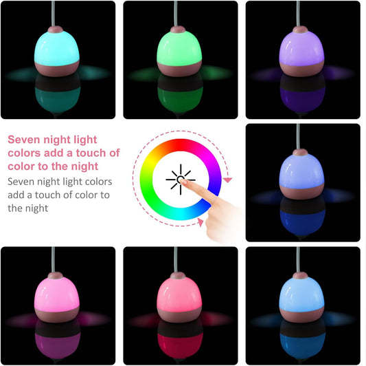 LED Desk Lamp with Night Light, 7 Color Changing Modes & USB Charging Port, Adjustable Gooseneck Bedside Table Lamp for Home Office Study, Gift for Women Students, Pink