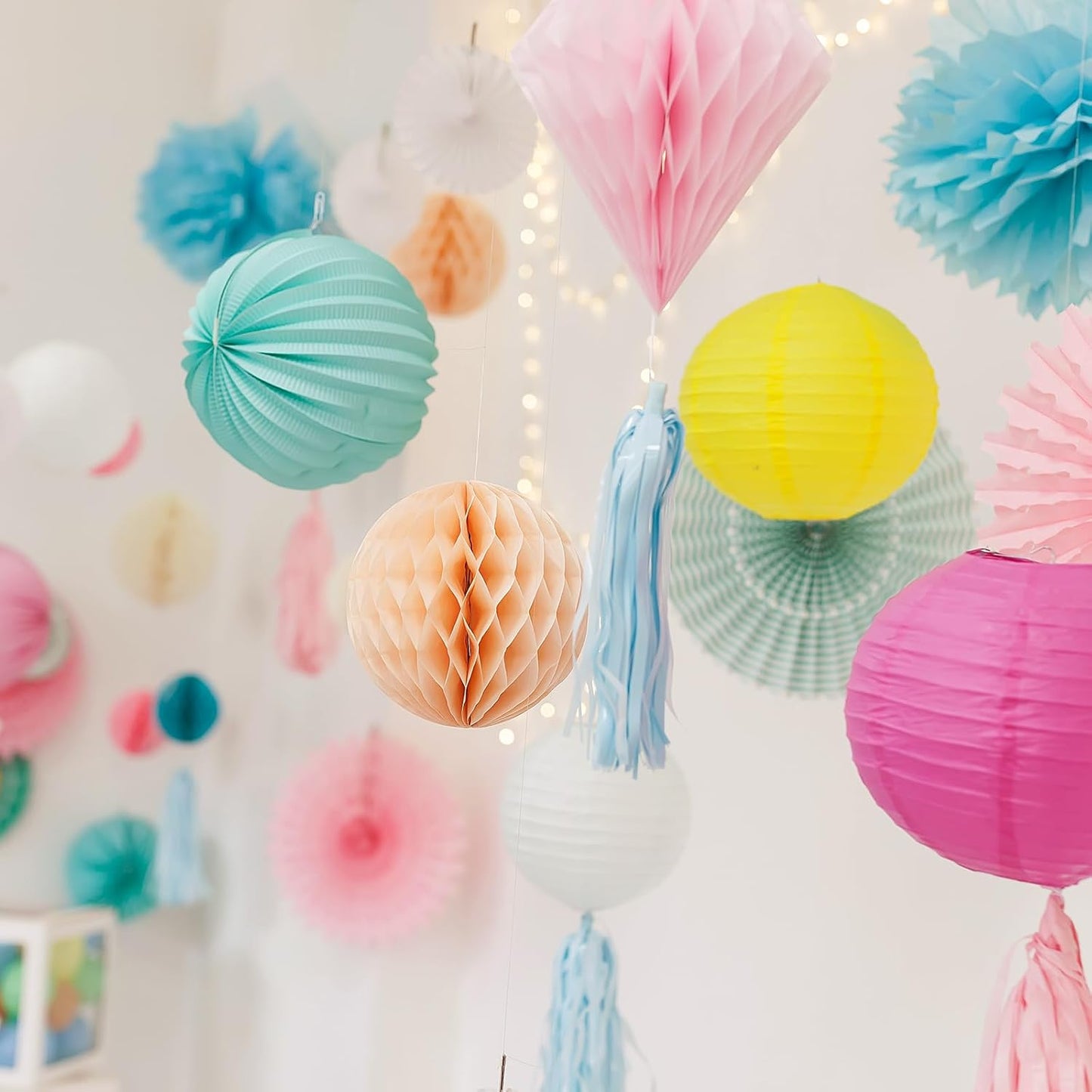 uxcell 8 Pcs Honeycomb Balls, 8" Dia Honeycomb Flower Paper Pom Poms Paper Flowers Crafts for DIY Crafting Home Decor Birthday Christmas Party, Peach Pink