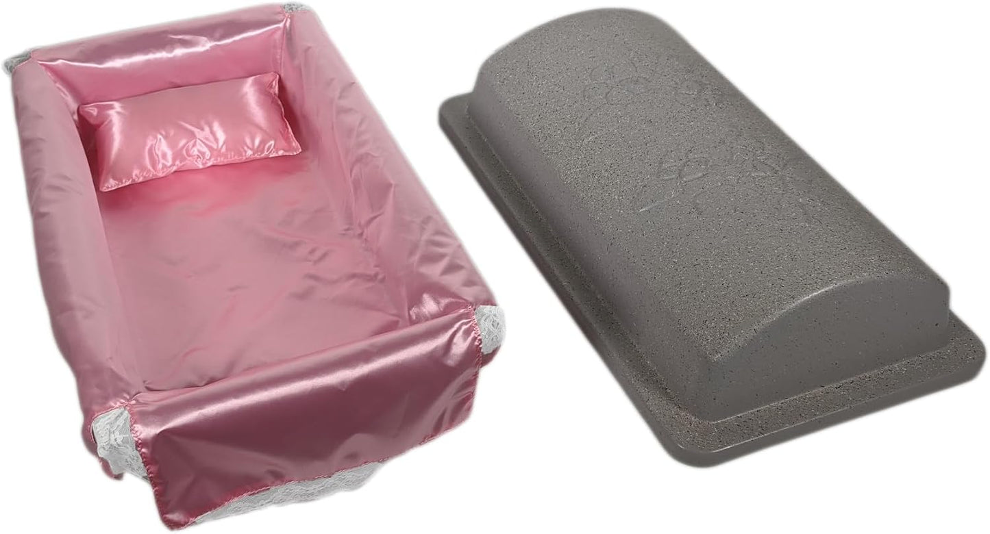 Loving Touch Small Ultra Strong and Safe Pet Casket for Dogs, Cats, and Other Animals with Pink Bedding & Pillow | Safe and Durable | Pet Memorial | Butyl Tape Sealing | (Small, Pink)