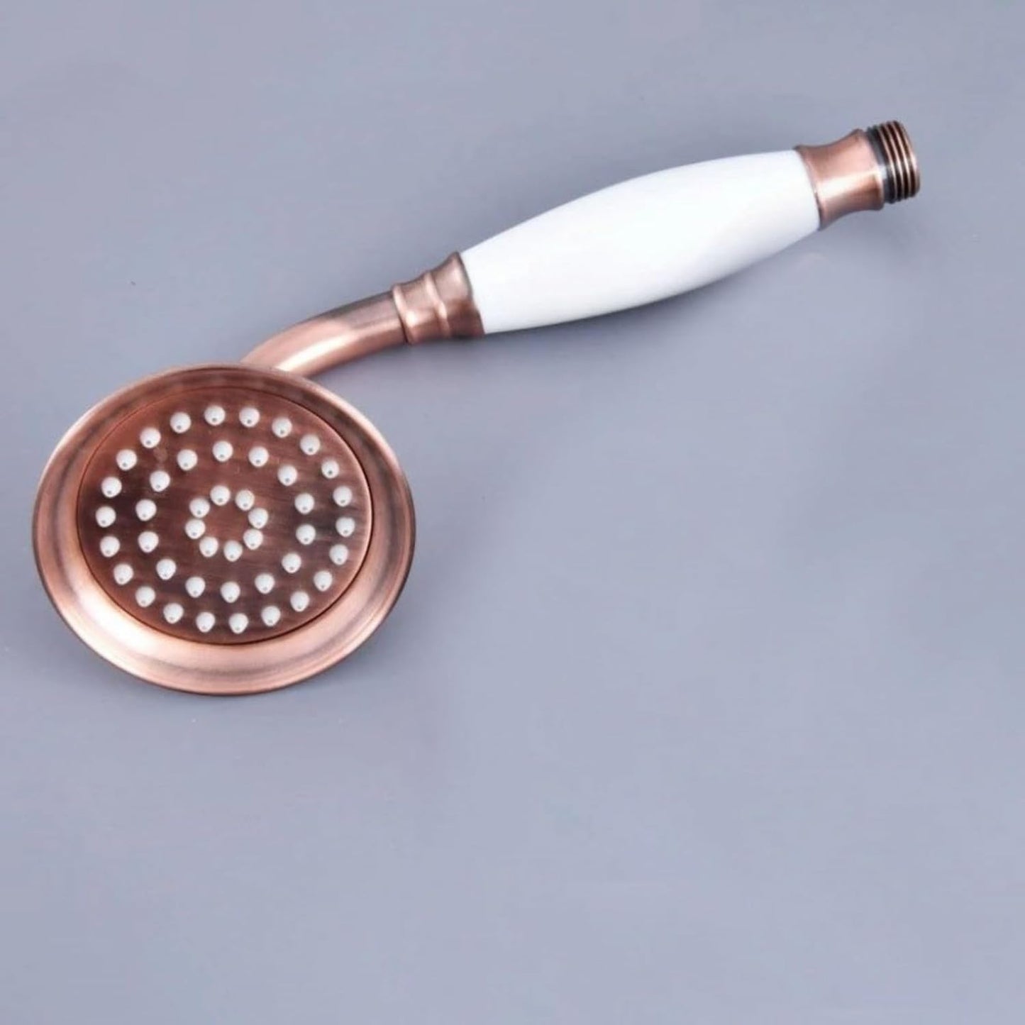 Handheld Shower Head Bell Shape White Ceramic Handle Stainless Steel (Rose Gold)