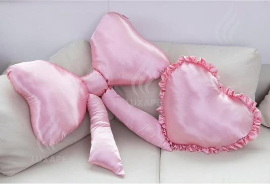 Bow Pillow - Big Bow Throw Pillow - Bow Shaped Pillow - Silky Satin - Coquette Decor - Bow Room Decor - Pink Bow Pillow - Bow Nursery Decor - Pink Room Decor