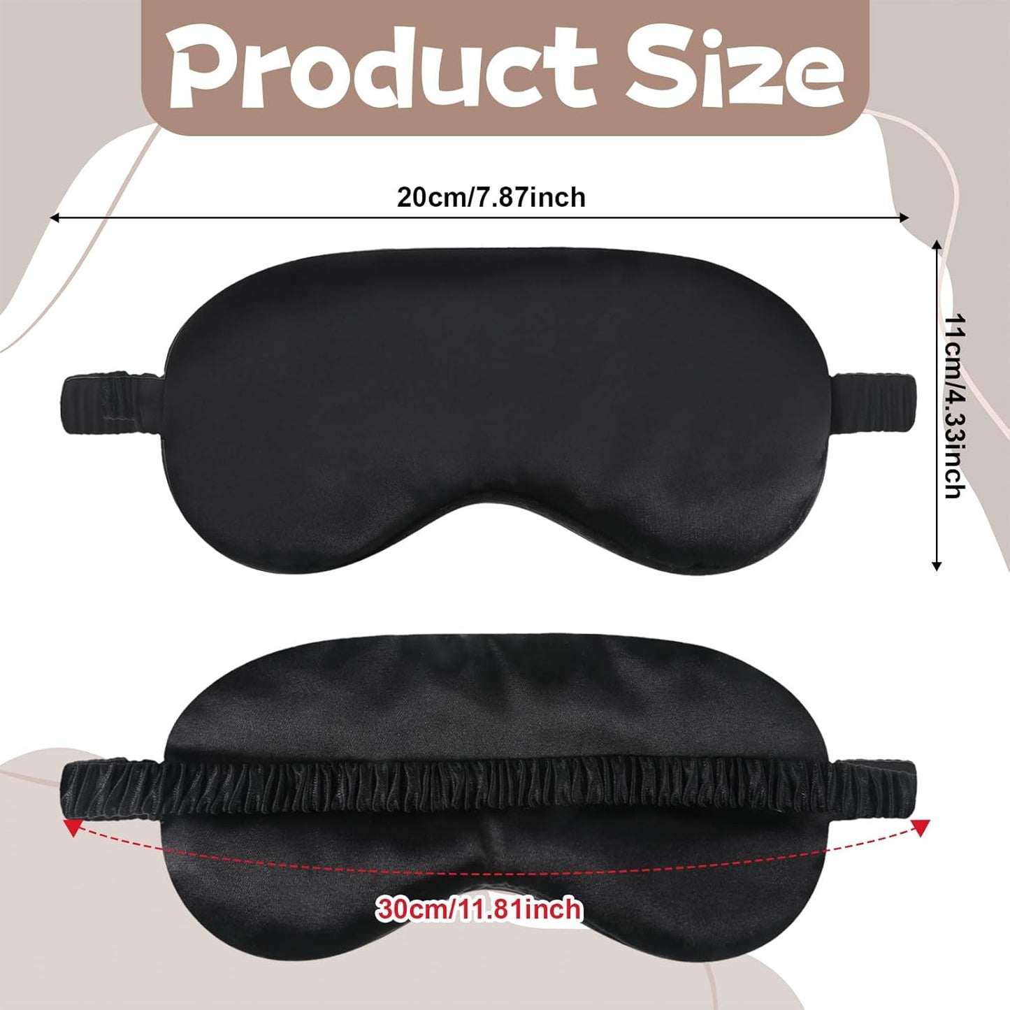 2 Pack Silk Sleep Mask Soft Blackout Eye Mask for Women Men Satin Blindfold with Elastic Strap Eye Sleep Shade Cover Travel Eyes Covers for Night Sleeping Travel Nap-Pink/Black