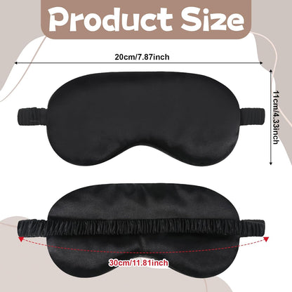 2 Pack Silk Sleep Mask Soft Blackout Eye Mask for Women Men Satin Blindfold with Elastic Strap Eye Sleep Shade Cover Travel Eyes Covers for Night Sleeping Travel Nap-Pink/Black