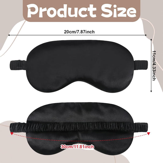 2 Pack Silk Sleep Mask Soft Blackout Eye Mask for Women Men Satin Blindfold with Elastic Strap Eye Sleep Shade Cover Travel Eyes Covers for Night Sleeping Travel Nap-Pink/Black