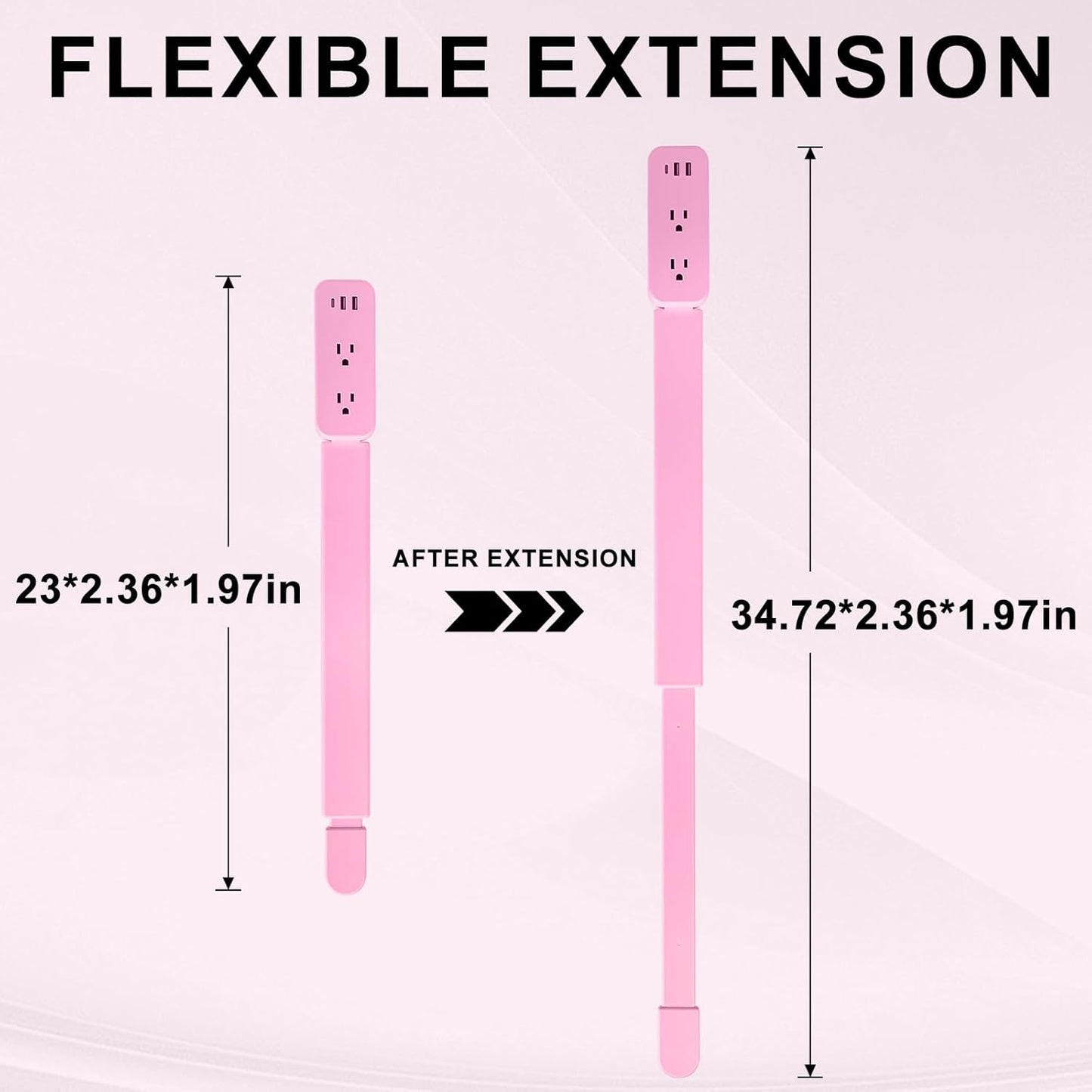 Electrical Outlet Extender Stick - Features USB-A, USB-C and 2 AC Outlets, Extends 22"-34", Rotates 180° Access Hard-to-Reach Outlets, Wall Plug Power Socket Expander Nightstands, Sofa, Desks and More