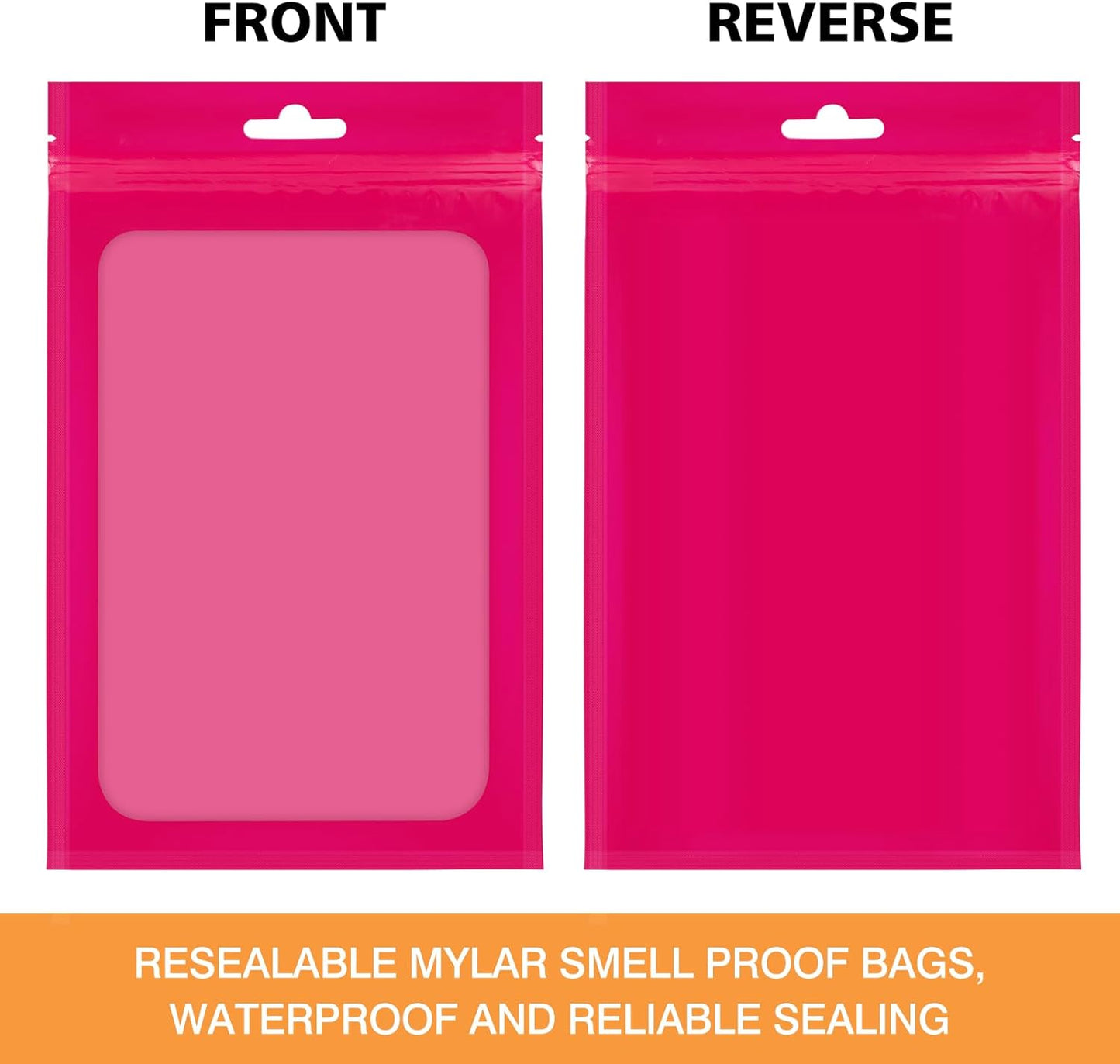 100 Pieces Resealable Mylar Bags with Clear Window - 3.5x4.7 Inches Smell Proof Bag Coffee Beans Packaging Pouch for Food Self Sealing Storage Supplies Jewelry Electronics Party, Pink