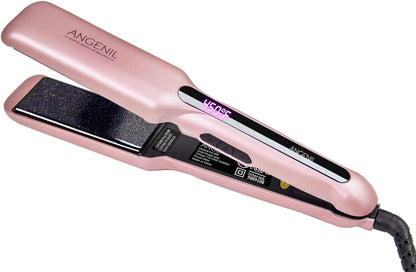 ANGENIL Ceramic Flat Iron Hair Straightener - 1.6inch Straightening and Curler 2 in 1,Professional Hair Iron Flat for Women Shinier&Smoother Hair,LCD Display,30s Fast Heating