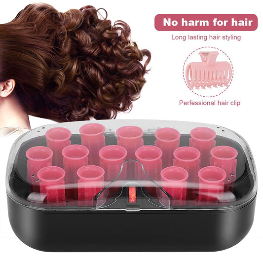 Yosoo Hair Perm Rods, 15pcs Electric Hot Rollers with Instant Heat, Clip Travel Hot Rollers for Long and Short Hair, 30mm, Pink (8ead9545-a6a7-4304-aaf7-72995c9eeadd)