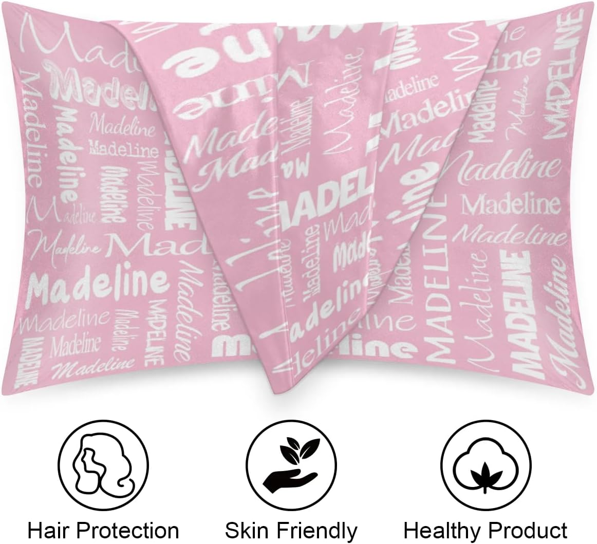 Custom Personalized Pillowcase, Women Silky Satin Pillowcase 1 Piece, Pillowcase with Zipper Suitable for Bedroom Bed Sleeping Peach Pink