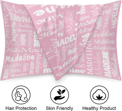 Custom Personalized Pillowcase, Women Silky Satin Pillowcase 1 Piece, Pillowcase with Zipper Suitable for Bedroom Bed Sleeping Peach Pink