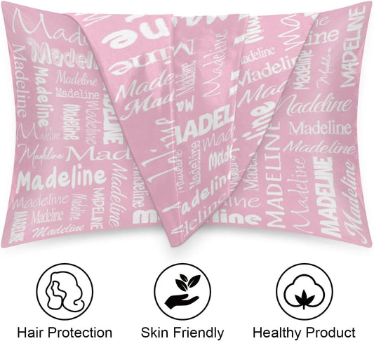 Custom Personalized Pillowcase, Women Silky Satin Pillowcase 1 Piece, Pillowcase with Zipper Suitable for Bedroom Bed Sleeping Peach Pink