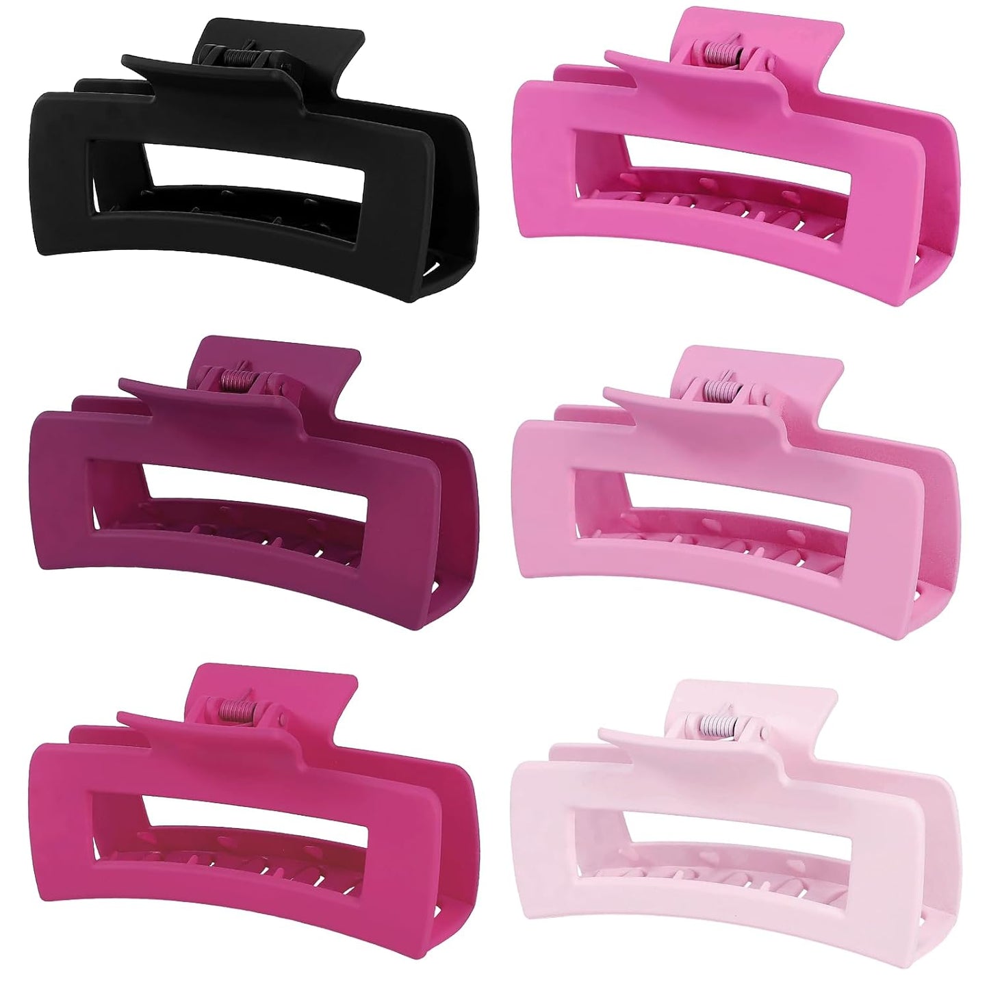 Sisiaipu 4 Inch Big Hair Claw Clips 6 Pcs Large Claw for Thick Hair Square Hair Clips for Women Rectangle Hair Clips Nonslip Acrylic Banana Jaw Clips Hair Accessories for Girls (Pink Purle)