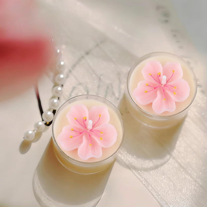 4 Pack Peach Blossom Shaped Scented Candles, Pink Mini Soy Wax White Peach Oolong Aroma Decorative Candles, Blossom Design for Bedroom, Bathroom, Parties, Table Décor, Photo Props, Birthday Gift