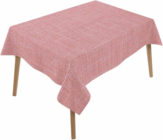 Pure Peach Pink Color Farmhouse Linen Rectangle Tablecloth 52 x 70 Inches Waterproof & Stain Resistance Table Cloth Decorative Fabric Table Cover for Dinning/Party/Buffet/Banquet