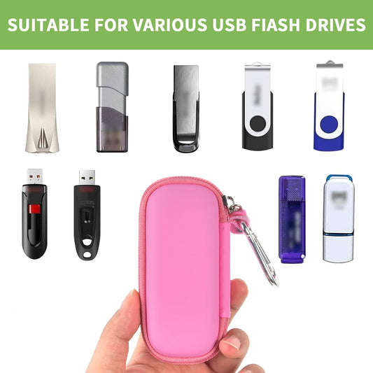 USB Flash Drive Case, SD Card Holder Compatible with Thumb Drive, Memory Cards, SDXC SDHC Storage Bag, Electronic Accessories Organizer for SanDisk for Samsung for Inland (Pink)